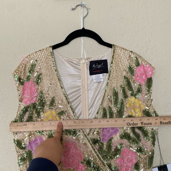 Mac Duggal Floral Beaded Sequin Embellished Front Slit Gown Dress 5420 - Picture 11 of 17